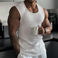 Summer Knitted Vertical Bar Fitness Sports Leisure Fit Tank Top Mens Sleeveless Wide Shoulder Tank Top Mens