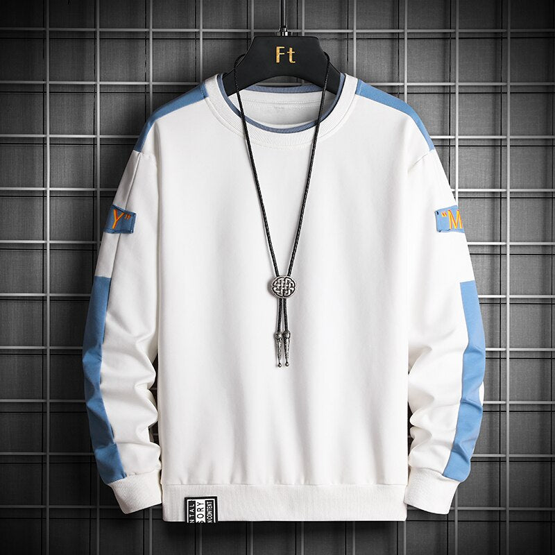 Mens Casual Sweatshirts Hoodies Man Multi Color O-Neck Fashion Long Sleeve Male Loose Patchwork Streetwear Pullover Hoodies