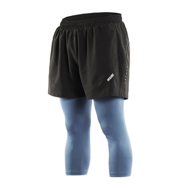 Quick Dry Mens Sports 3 Running Shorts Active Training Exercise Jogging 2 IN 1 Shorts With Longer Liner 4 Colors-in Running Shorts from Sports