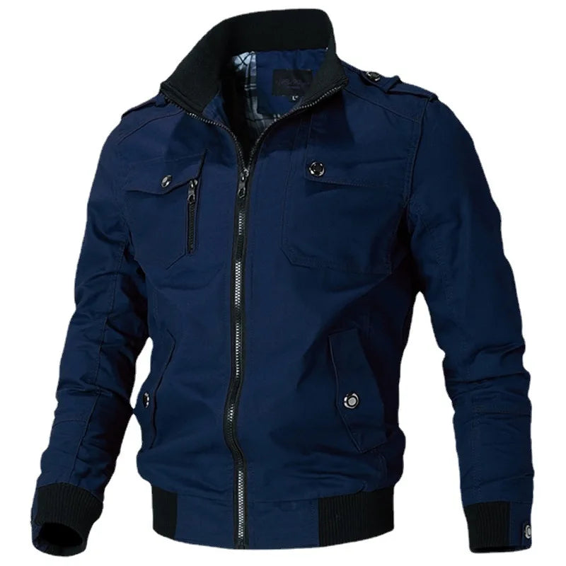 Bomber Jacket Men Fashion Casual Windbreaker Jacket Coat Men 2023 Spring Autumn New Hot Outwear Stand Slim Military Jacket Mens