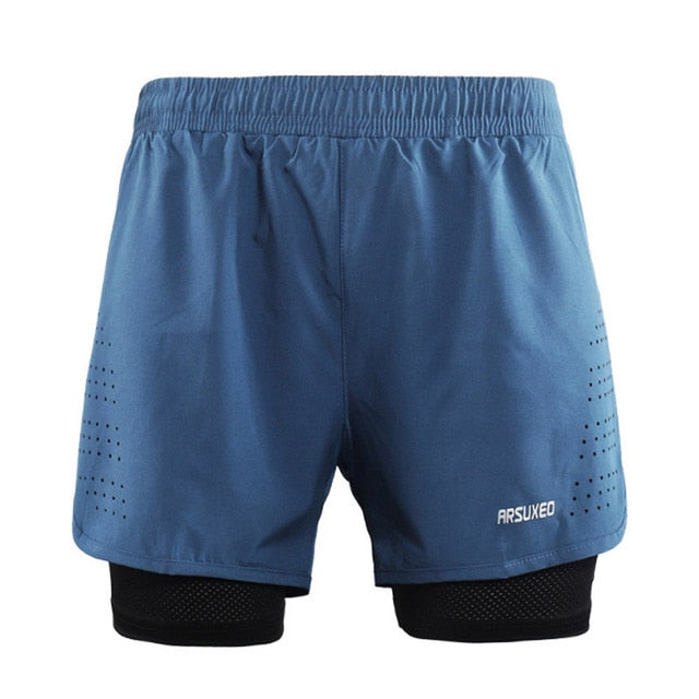 Quick Dry Mens Sports 3 Running Shorts Active Training Exercise Jogging 2 IN 1 Shorts With Longer Liner 4 Colors-in Running Shorts from Sports