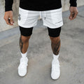 European and American Trendy Sports Double Layer Shorts For Mens Training Fake Two Piece Basketball Running Fitness Capris