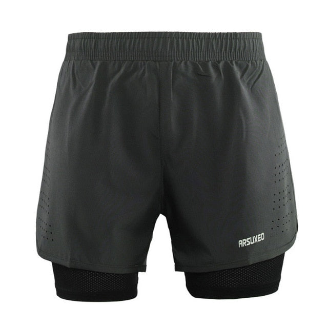 Quick Dry Mens Sports 3 Running Shorts Active Training Exercise Jogging 2 IN 1 Shorts With Longer Liner 4 Colors-in Running Shorts from Sports