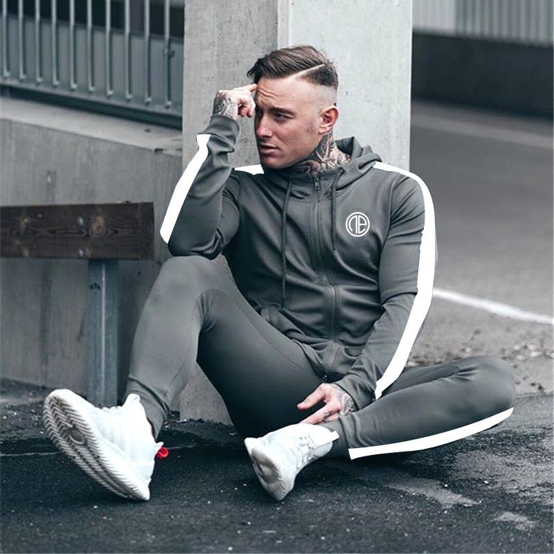Sport-Herren-Trainingsanzug Running Gym Herren-Set Sportbekleidung Set Jogginghose Fitness Bodybuilding Sportanzüge Herren Hoodie+Hosen Anzug Herren