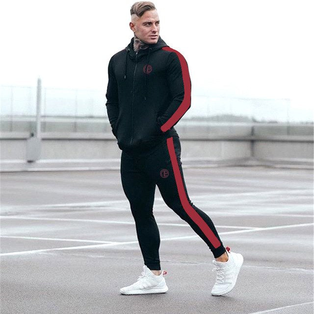 Sport-Herren-Trainingsanzug Running Gym Herren-Set Sportbekleidung Set Jogginghose Fitness Bodybuilding Sportanzüge Herren Hoodie+Hosen Anzug Herren