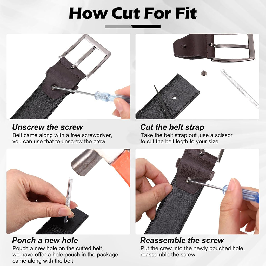 2 Pieces Leather Belts for Mens, Men Black Brown Leather Belt Men'S Belts Jeans Suit Trouse Belt for Business Dress Casual