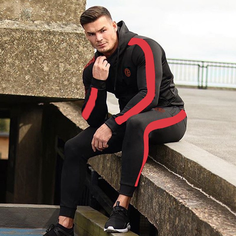 Sport-Herren-Trainingsanzug Running Gym Herren-Set Sportbekleidung Set Jogginghose Fitness Bodybuilding Sportanzüge Herren Hoodie+Hose Anzug Herren