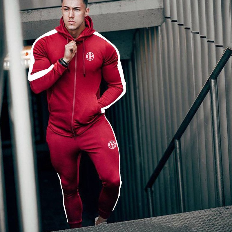 Sport-Herren-Trainingsanzug Running Gym Herren-Set Sportbekleidung Set Jogginghose Fitness Bodybuilding Sportanzüge Herren Hoodie+Hosen Anzug Herren