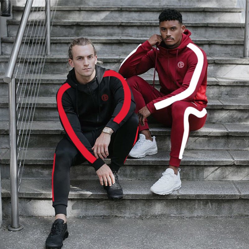 Sport-Herren-Trainingsanzug Running Gym Herren-Set Sportbekleidung Set Jogginghose Fitness Bodybuilding Sportanzüge Herren Hoodie+Hose Anzug Herren