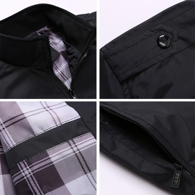 Vestes pour hommes printemps automne manteaux décontractés couleur unie sportswear col montant vestes slim blousons homme 4XL