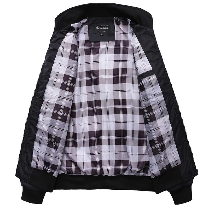 Vestes pour hommes printemps automne manteaux décontractés couleur unie sportswear col montant vestes slim blousons homme 4XL