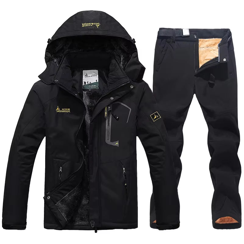 Winter Ski Suit for Men Waterproof Keep Warm Snow Fleece Jacket Pants Windproof Outdoor Mountain Snowboard Wear Set Ski Outfit