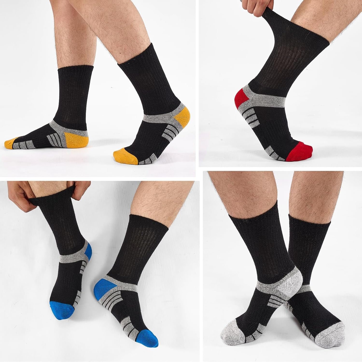 Mens Bamboo Socks, Wicking Breathable Cushioned Sports Socks for Hiking Walking Athletics Working Running Trekking Cycling, Men Women, Outdoor anti Blister Crew Seamless Sock Gifts 6/10 Pairs