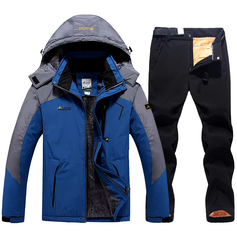 Winter Ski Suit for Men Waterproof Keep Warm Snow Fleece Jacket Pants Windproof Outdoor Mountain Snowboard Wear Set Ski Outfit
