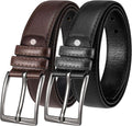 2 Pieces Leather Belts for Mens, Men Black Brown Leather Belt Men'S Belts Jeans Suit Trouse Belt for Business Dress Casual